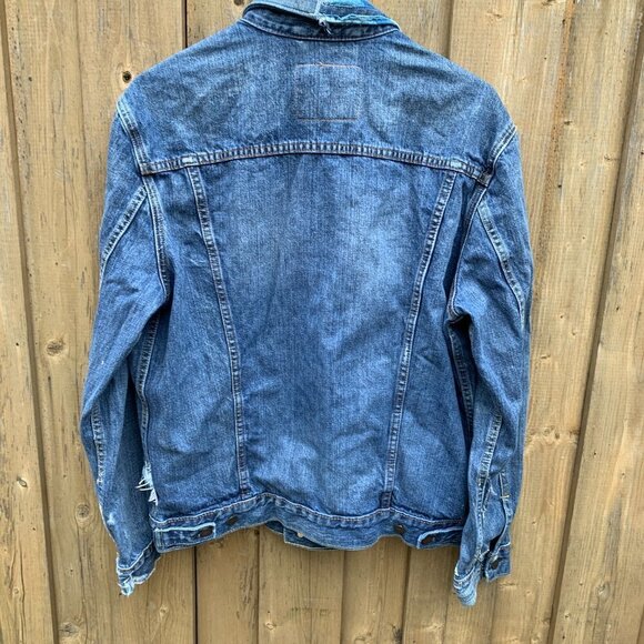 RARE Levis Patchwork Denim Jacket XL Blue - Picture 6 of 7